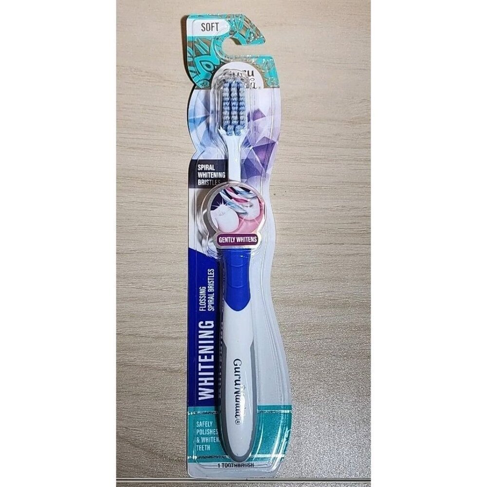 GuruNanda Gentle Giant Whitening Toothbrush – Soft Flossing Spiral Bristles – 1